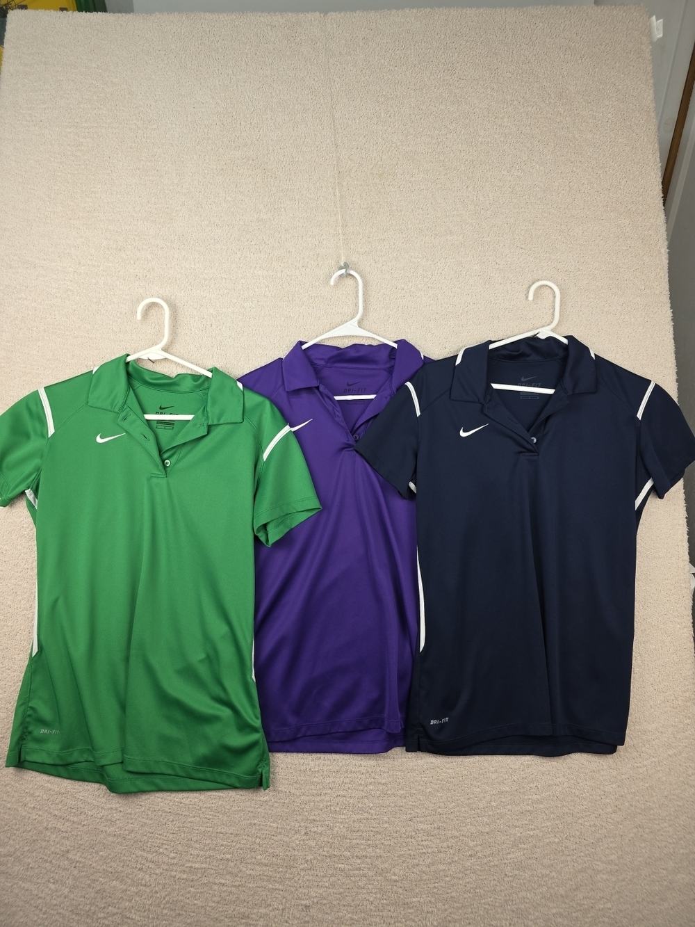 Nike Womens Polo Pack Of 3 Dri-Fit - Green, Purple, Navy